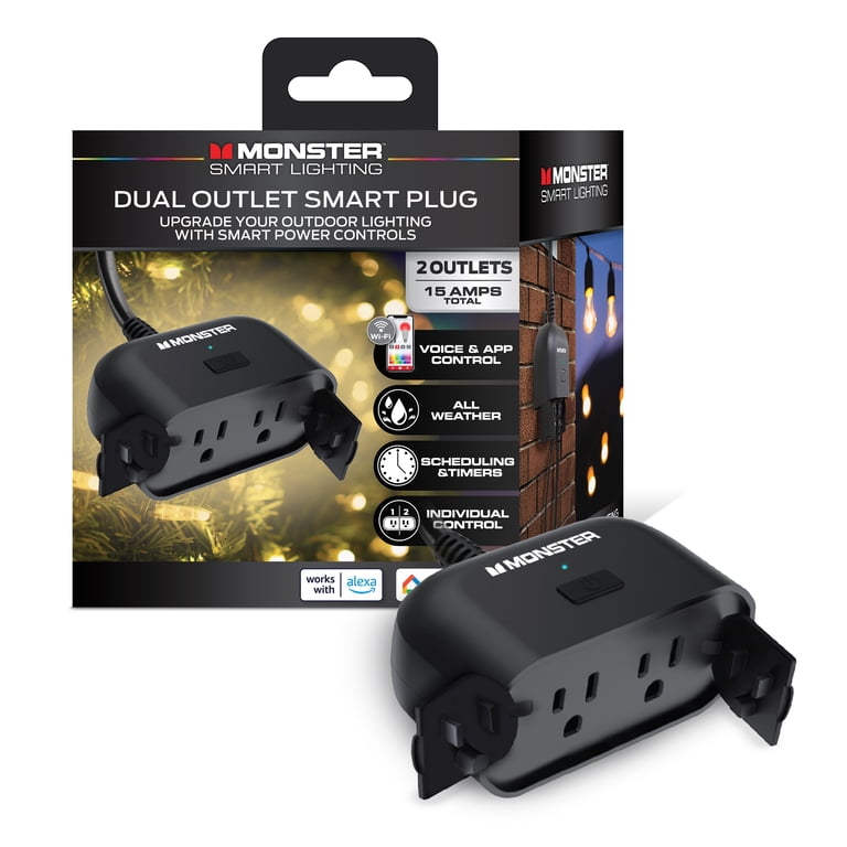 Monster Smart Dual Outdoor Plug with Wi-Fi, Weather-Resistant, 2