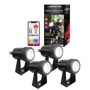 Monster Smart Outdoor Spot Lights 4-Pack - RGB+IC Flow, Flood Light, Weather Resistant, Wifi & Voice Control, Customizable Colors & Music Reactive, 144ft Corded Electric