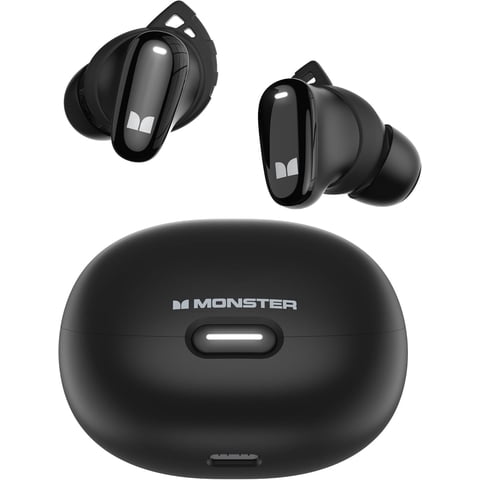 Monster Sport Wireless Earbuds Bluetooth 5.4 - 25H Playtime with Case IPX6 Waterproof, Noise Cancelling Running Headphones with Deep Bass Stereo, Touch Control (Black)