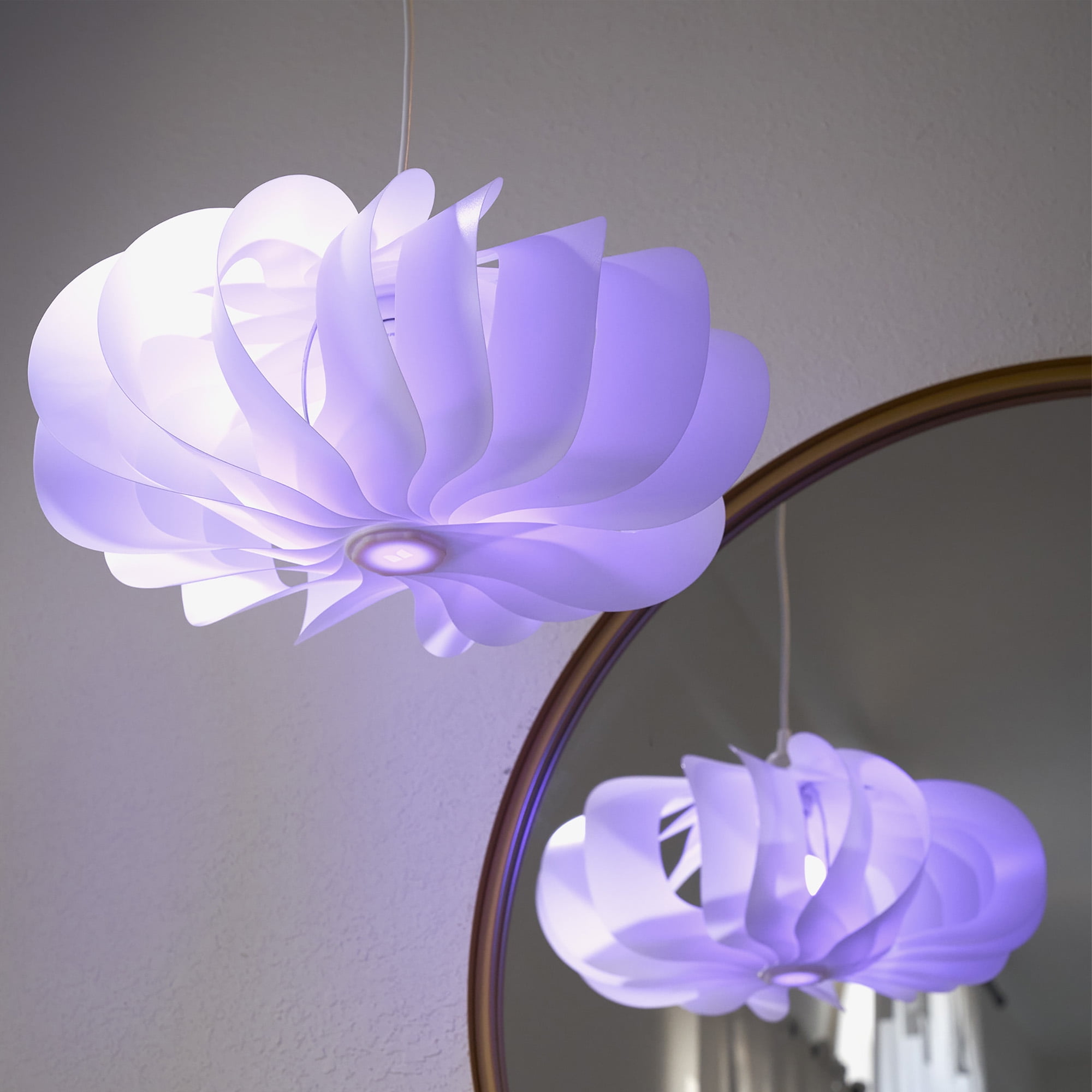 White Plastic LED Smart Pendant Light with Rope Accents