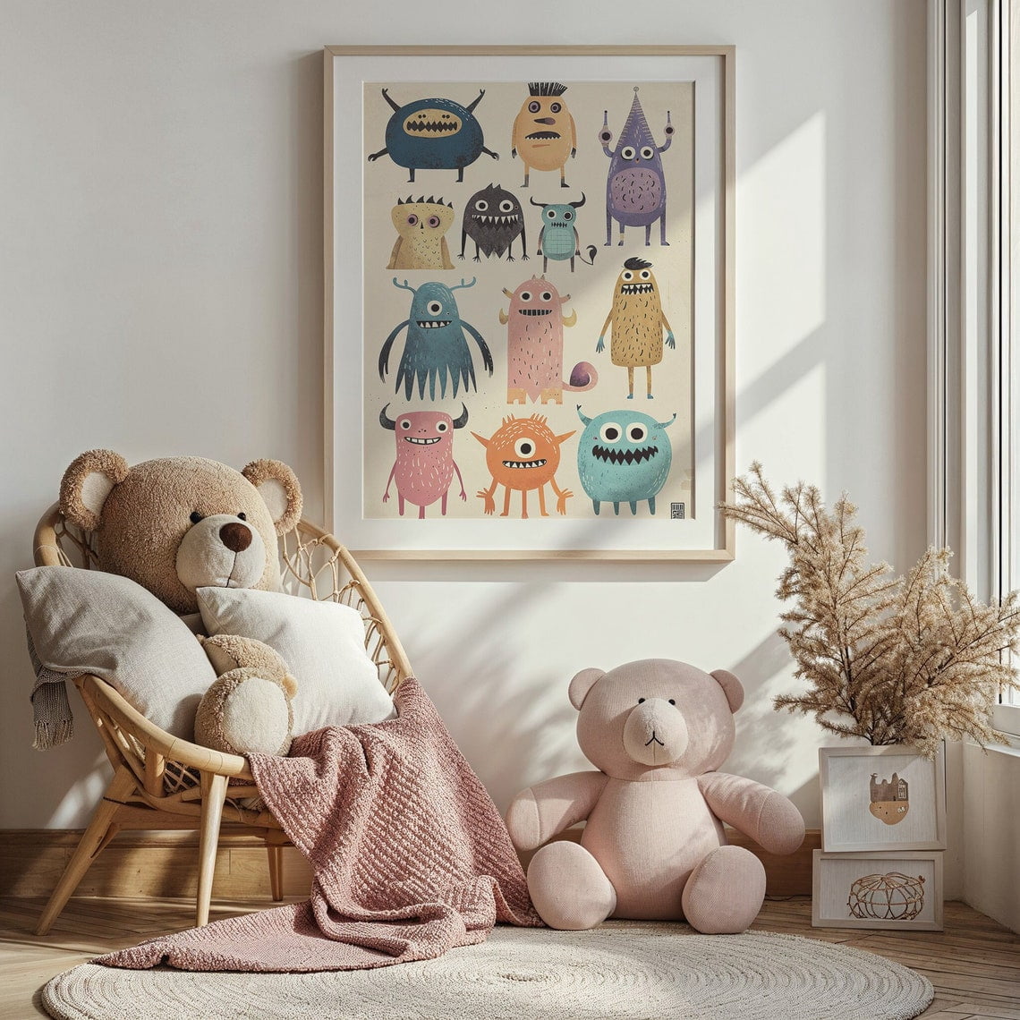 Monster Themed Nursery Cute Creatures Playful Characters Poster Print ...