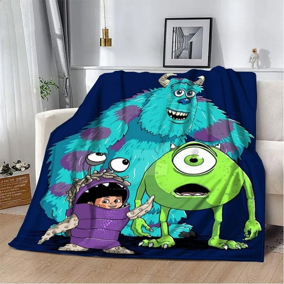Monster Throw Blanket Soft Bed Bedding Warm Cozy Plush Monster Flannel Blankets Sofa Couch Bedroom Home Decor, 60"x50" IN