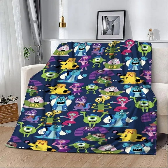 Monster Throw Blanket Soft Bed Bedding Warm Cozy Plush Monster Flannel Blankets Sofa Couch Bedroom Home Decor, 60"x50" IN