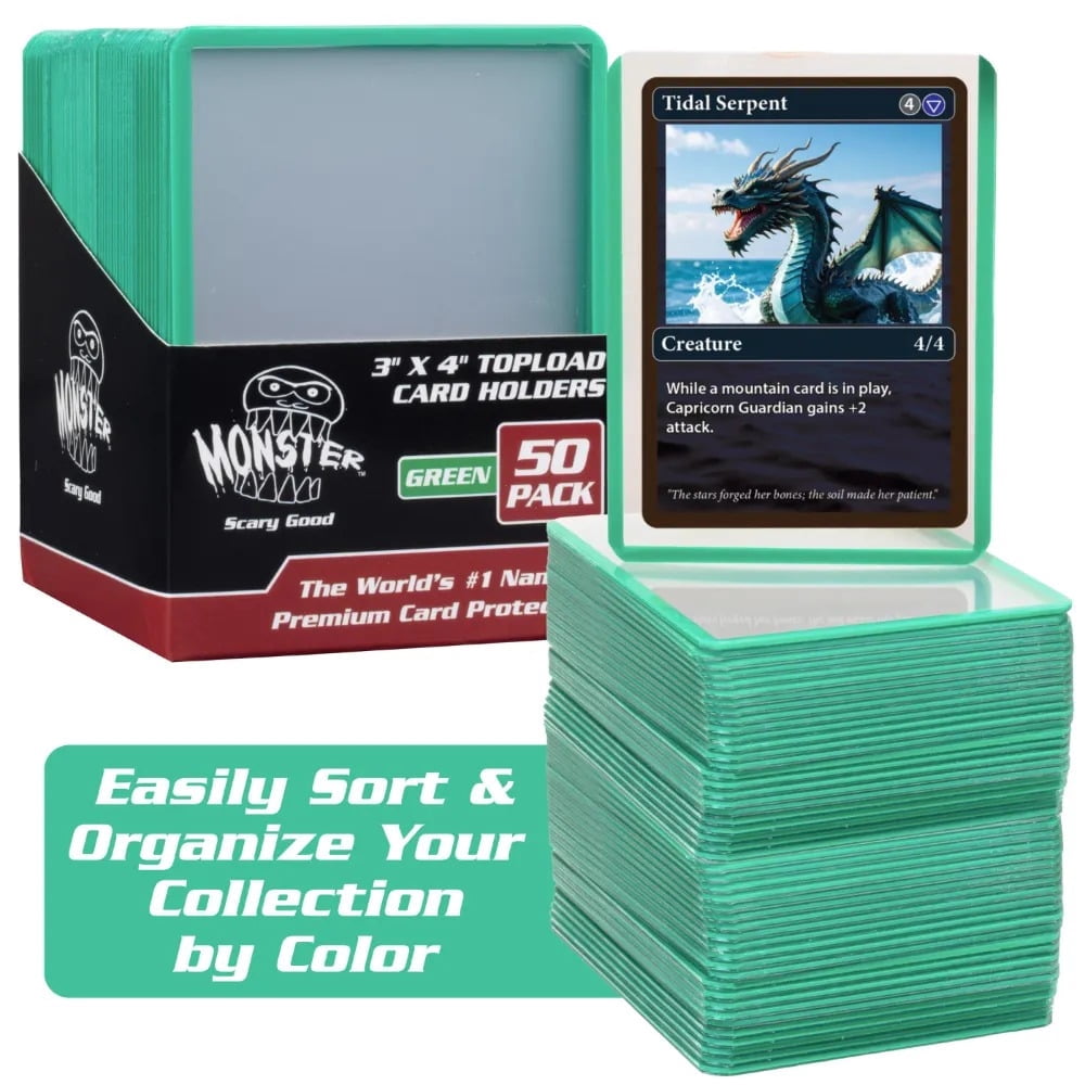 Monster Top Loaders for Trading Cards - 25 Count 3x4