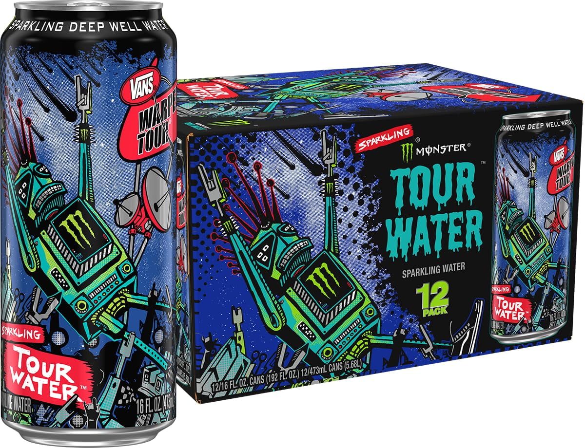 Monster Tour Water By Monster Energy, Sparkling Deep Well Water, 16Oz