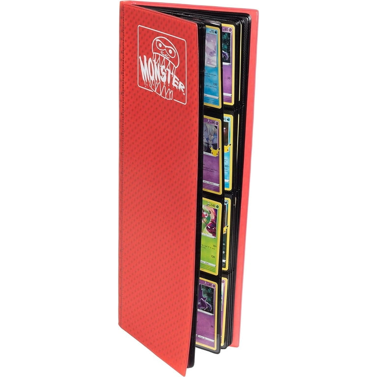 Monster Tower Binder -20 Side Loading Padded Pages that hold 320 cards  -Compatible with Yugioh Magic The Gathering & Pokemon -Unique Trading Card  Album with 8 pocket(2 x 4)Configuration -Holofoil Red 