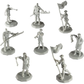 Monster Townsfolk Mini Fantasy Figures - 8pc Authority Figures Non Player Character NPC Miniatures - 1" Hex-Sized Compatible w/DND Dungeons Dragons Pathfinder All Tabletop Games