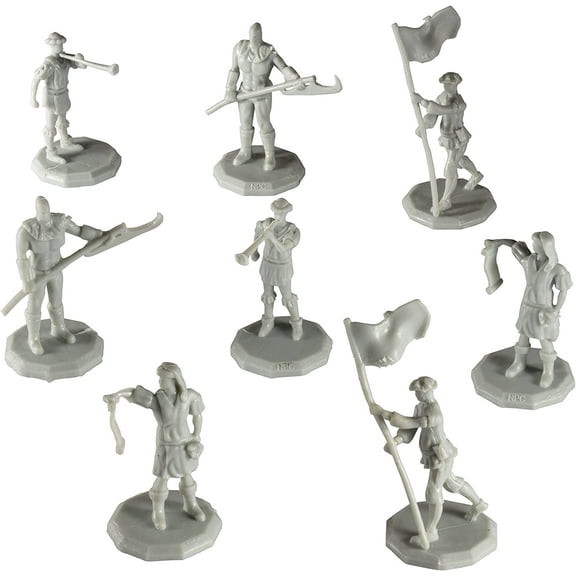 Monster Townsfolk Mini Fantasy Figures - 8pc Authority Figures Non Player Character NPC Miniatures - 1" Hex-Sized Compatible w/DND Dungeons Dragons Pathfinder All Tabletop Games