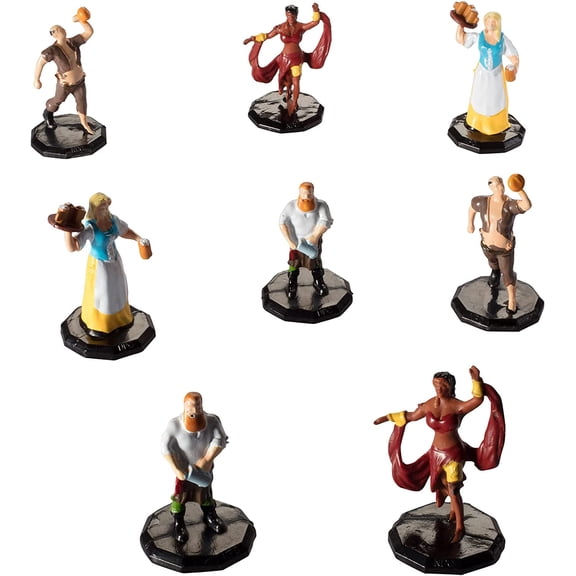 Monster Townsfolk Mini Fantasy Figures - 8pc Hand-Painted Pub Workers Non Player Character NPC Miniatures- 1" Hex-Sized Compatible w DND Dungeons Dragons Pathfinder RPG Tabletop Games
