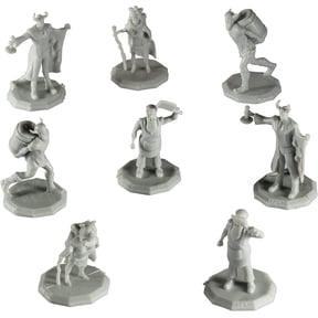 MONSTER PROTECTORS Monster Townsfolk Mini Fantasy Figures - 8pc Merchant Non Player Character NPC Miniatures - 1" Hex-Sized Compatible with DND