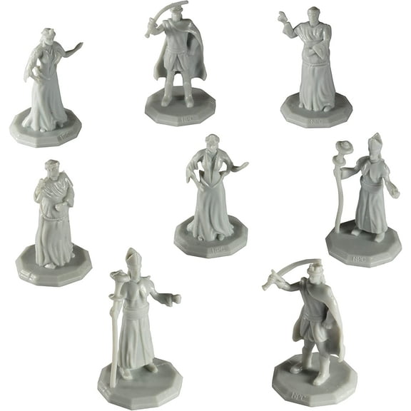 Monster Townsfolk Mini Fantasy Figures - 8pc Paintable Nobility Class Non Player Character NPC Miniatures - 1" Hex-Sized Compatible w DND Dungeons Dragons, Pathfinder, Tabletop Games