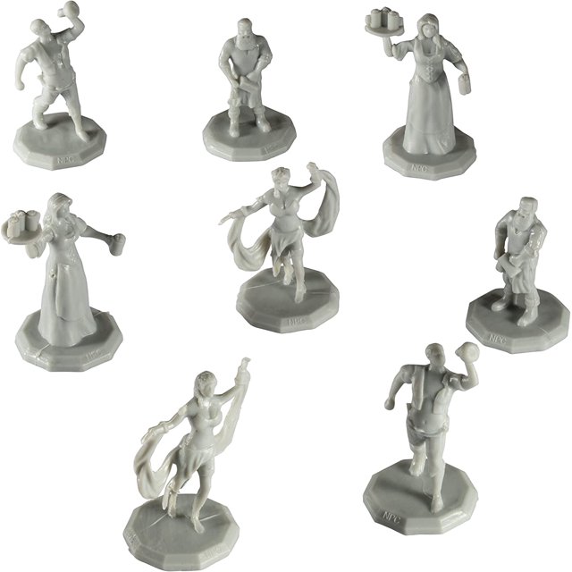 Monster Townsfolk Mini Fantasy Figures 8pc Paintable Pub Workers Non