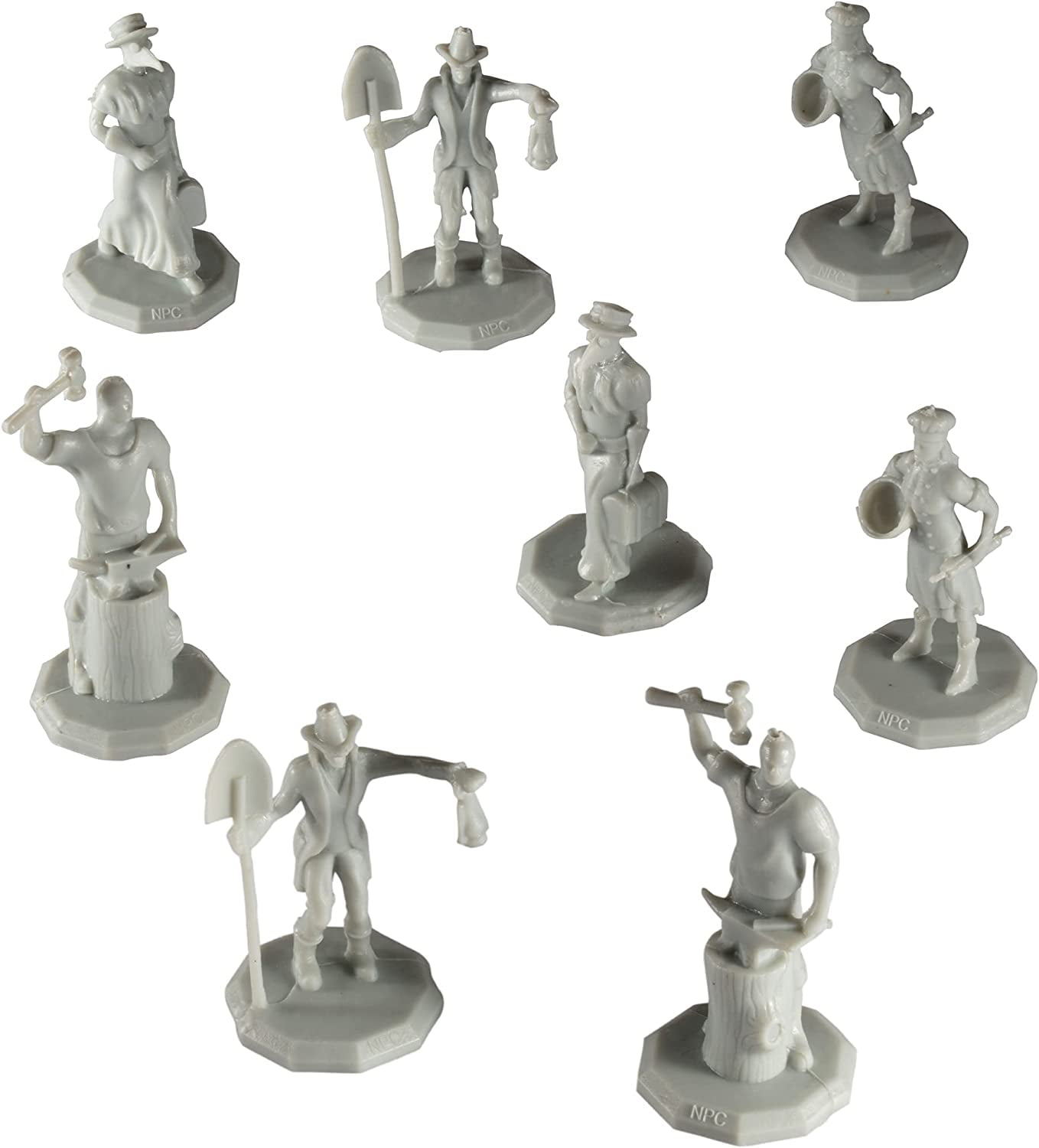 Monster Townsfolk Mini Fantasy Figures 8pc Paintable Tradesmen Non