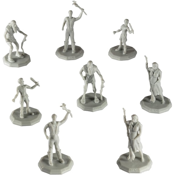 Monster Townsfolk Mini Fantasy Figures - 8pc Peasant Non Player Character NPC Miniatures - 1" Hex-Sized Compatible with DND Dungeons and Dragons, Pathfinder and All RPG Tabletop Games