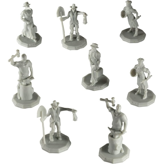Monster Townsfolk Mini Fantasy Figures - 8pc Tradesmen Non Player Character NPC Miniatures - 1" Hex-Sized Compatible with DND Dungeons and Dragons, Pathfinder, All RPG Tabletop Games