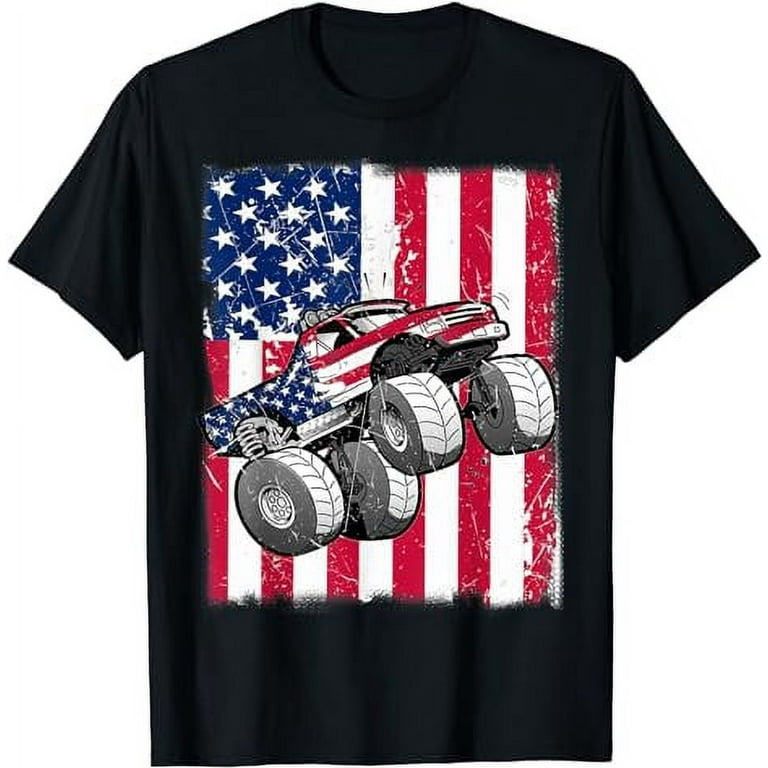 Monster Truck American Flag Racing USA Patriotic T-Shirt T-Shirt Monster Truck American Flag Racing USA Patriotic T-Shirt T-Shirt