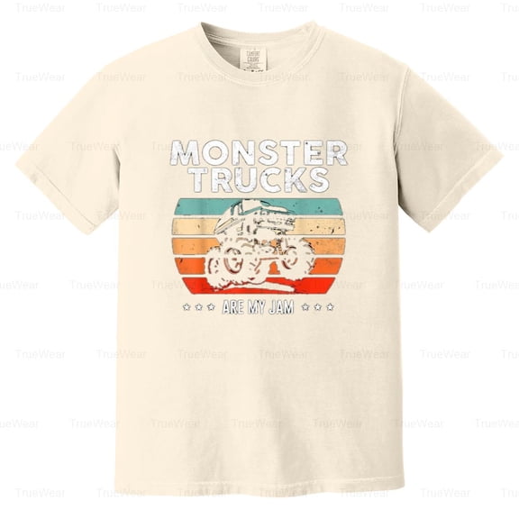 Monster Truck Are My Jam, Retro Sunset, Cool Engines, Big Wheels, Crush Comfort Color T-Shirt Unisex, up to 4XL