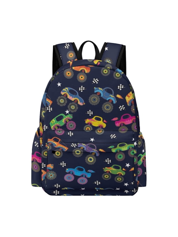 Monster Truck Backpack 17 Inch Monster Truck Schoolbag Travel Cartoon Backpacks
