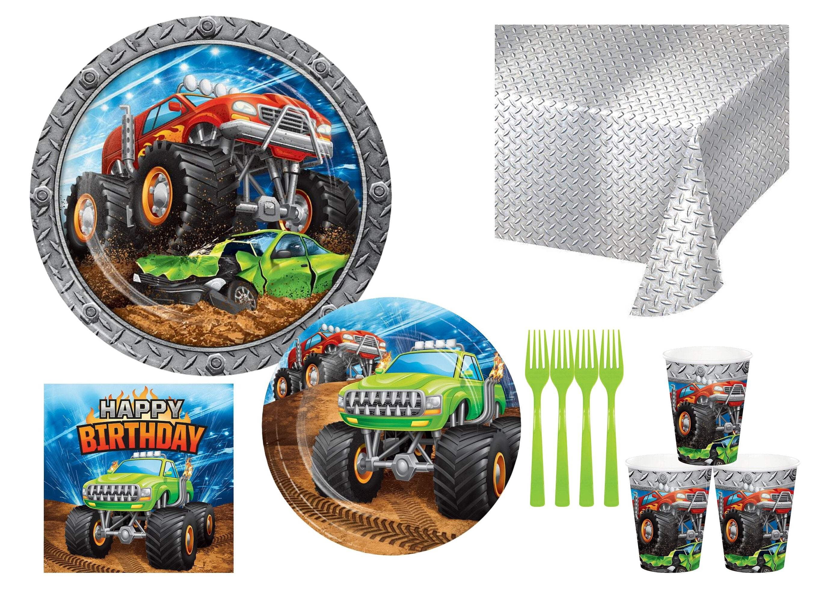 Monster Truck Birthday Party Supplies Bundle with Lunch Plates, Cake — free download