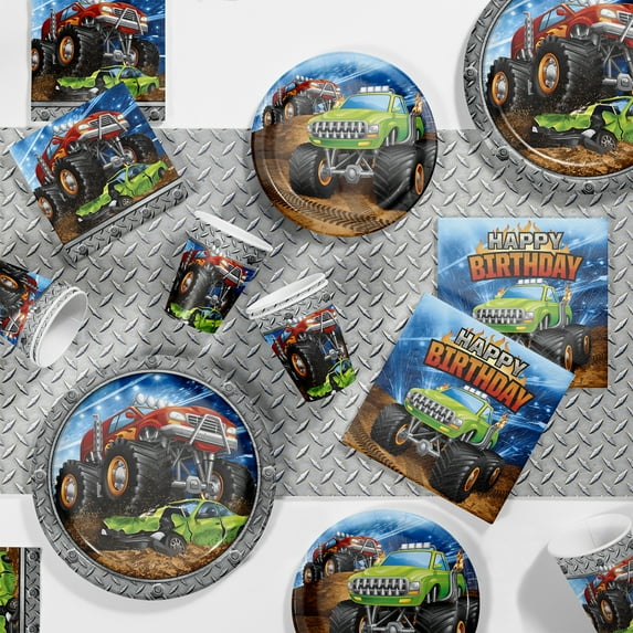 Monster Truck Birthday Party Supplies Kit for 8 Guests