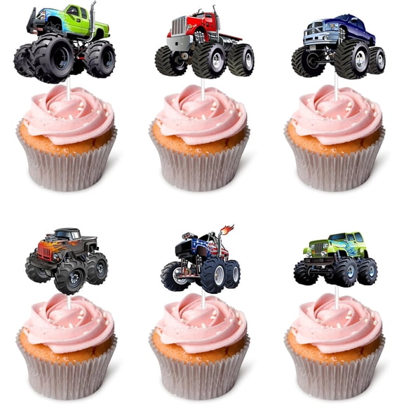 Monster Truck Car Cupcake Toppers Monster Themed Truck Cupcake Decorations Racing Themed Party Decor for Baby Shower Birthday Party Supplies 18 pcs