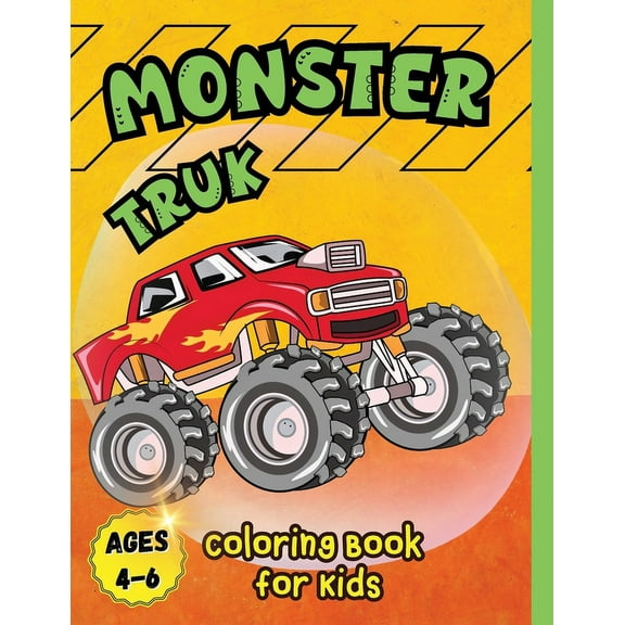 Monster Truck Coloring Book for Kids Ages 4-6: A Coloring Book for Boys Ages 4-8 Filled With Over Big 60 Pages of Monster Trucks for kids (Paperback)(Large Print)