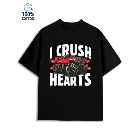 Monster Truck Crush for men lovers 180G 100% Cotton black heart taylor Vintage Unisex Shirt Cotton tshirts Funny Unisex Shirt Cotton tshirts Trendy Unisex Shirt Crewneck tshirts