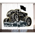thumbnail image 1 of Ambesonne Monster Truck Curtains 2 Panel Set, Rubber Tyre Car, 108" x 63", Charcoal Grey Coconut, 1 of 3