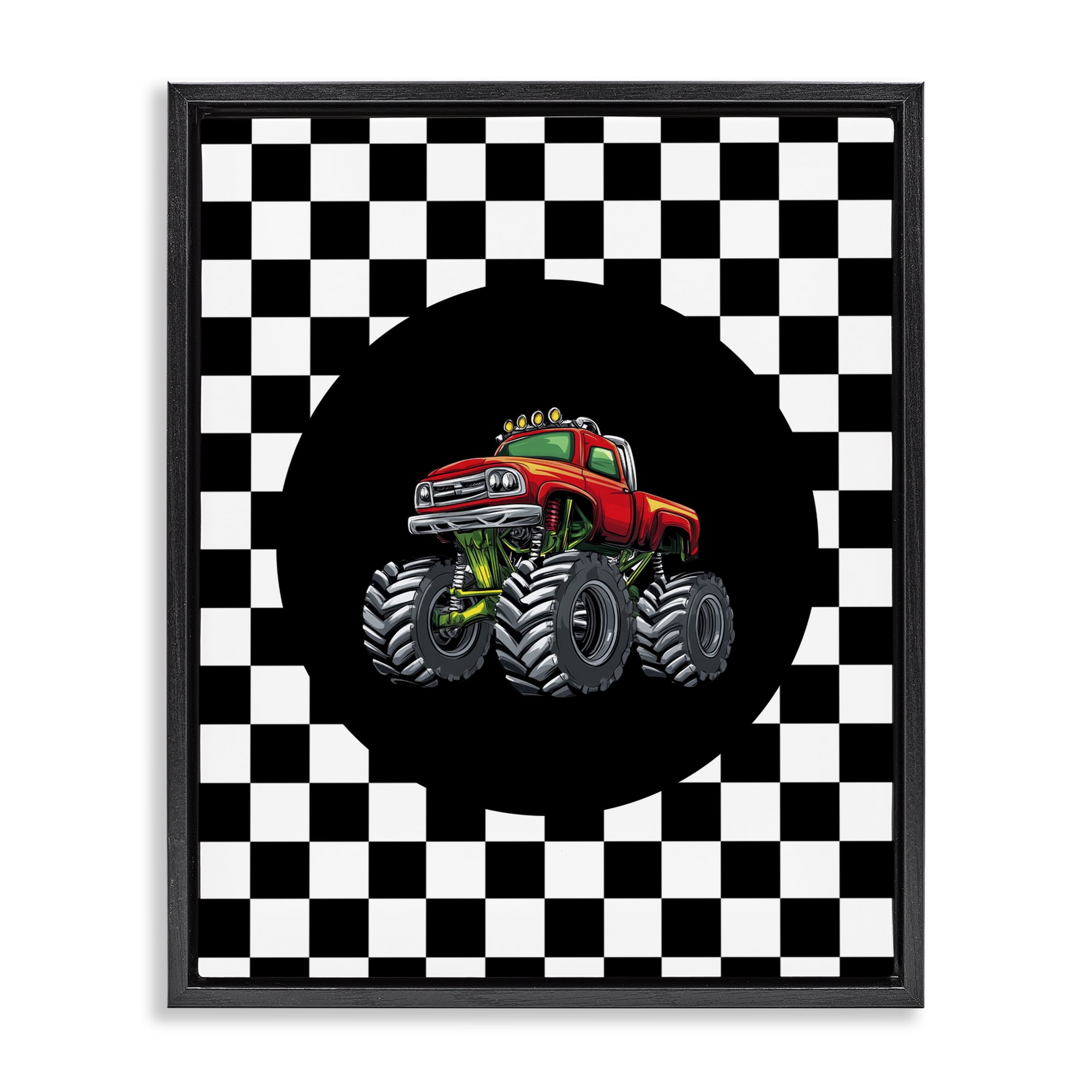 Monster Truck Dude Black Framed Floater Canvas Wall Art, design by Kim Allen