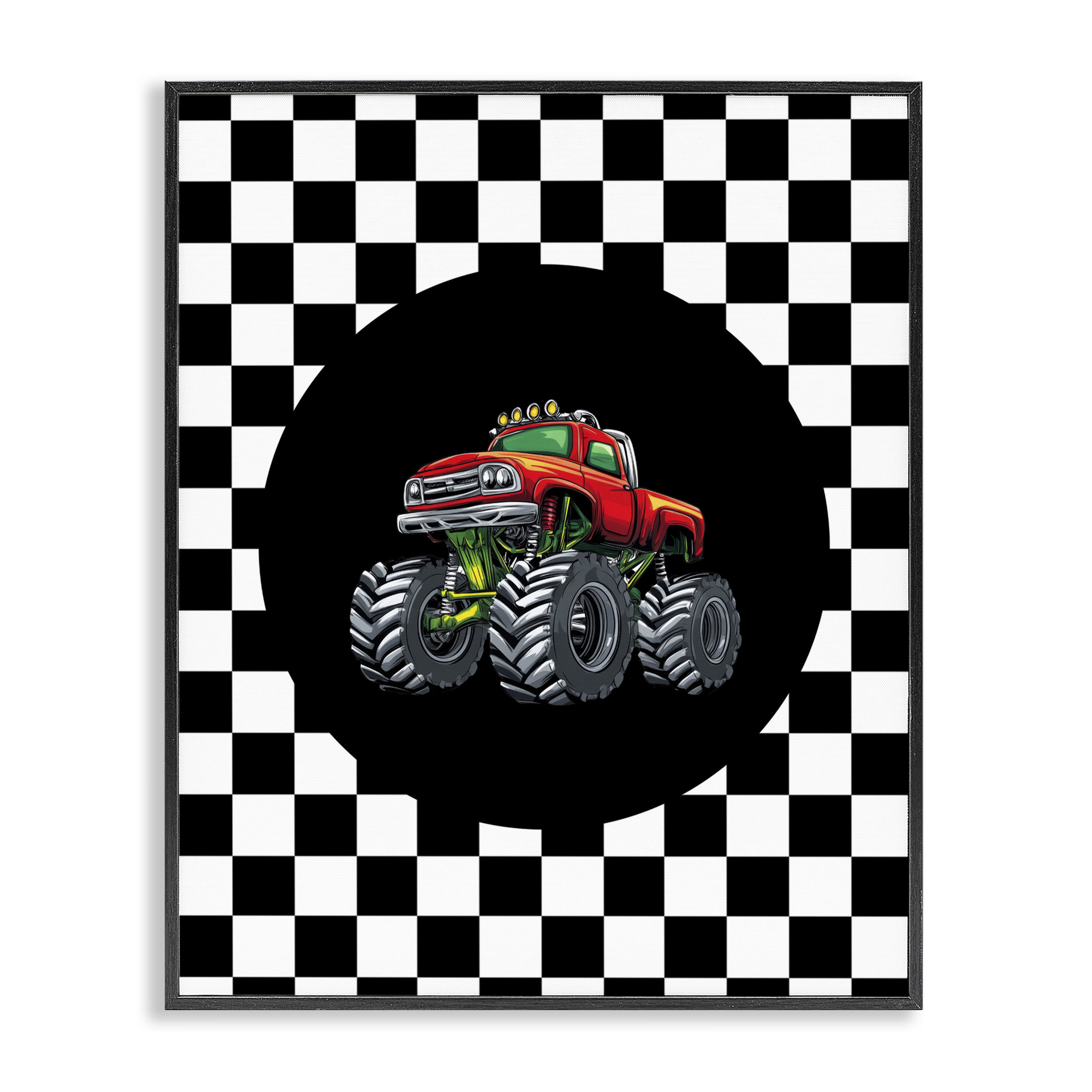 Monster Truck Dude Black Framed Giclee Art, design by Kim Allen