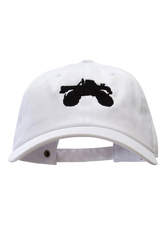 Monster Truck Embroidered Unstructured Cotton Twill Washed Cap - White OSFM