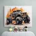 thumbnail image 1 of Monster Truck Fire Print, Room Decor, Unframed Paper Poster 16x20in, 1 of 4