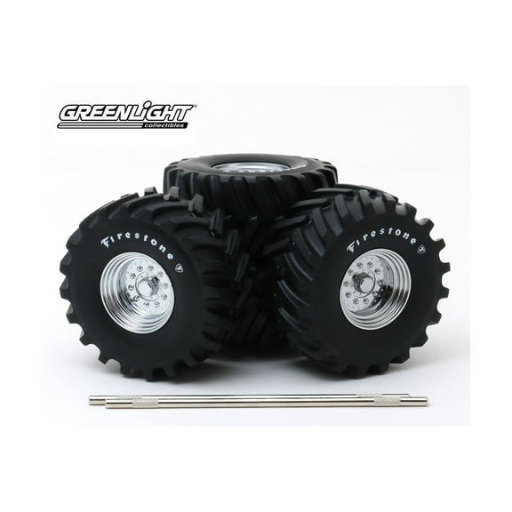 Monster Truck Firestone Wheel & Tire Set, Black - Greenlight 13546 - 1/18 scale Diecast Accessory