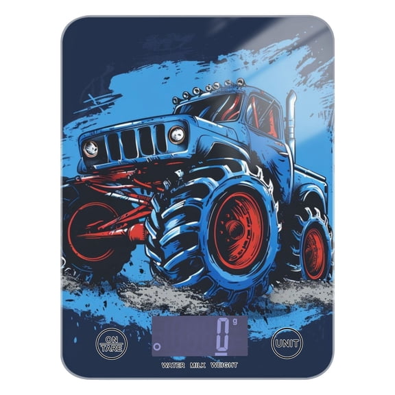 Monster Truck Food Scale Digital Kitchen Scale Waterproof Tempered Glass Tare Function 11 lb for Baking Cooking Meal Prep