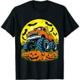 thumbnail image 1 of Monster Truck Halloween Jack O Lantern Moon Pumpkin T-Shirt, Kid And Adult Size, Bamibatee, 1 of 4