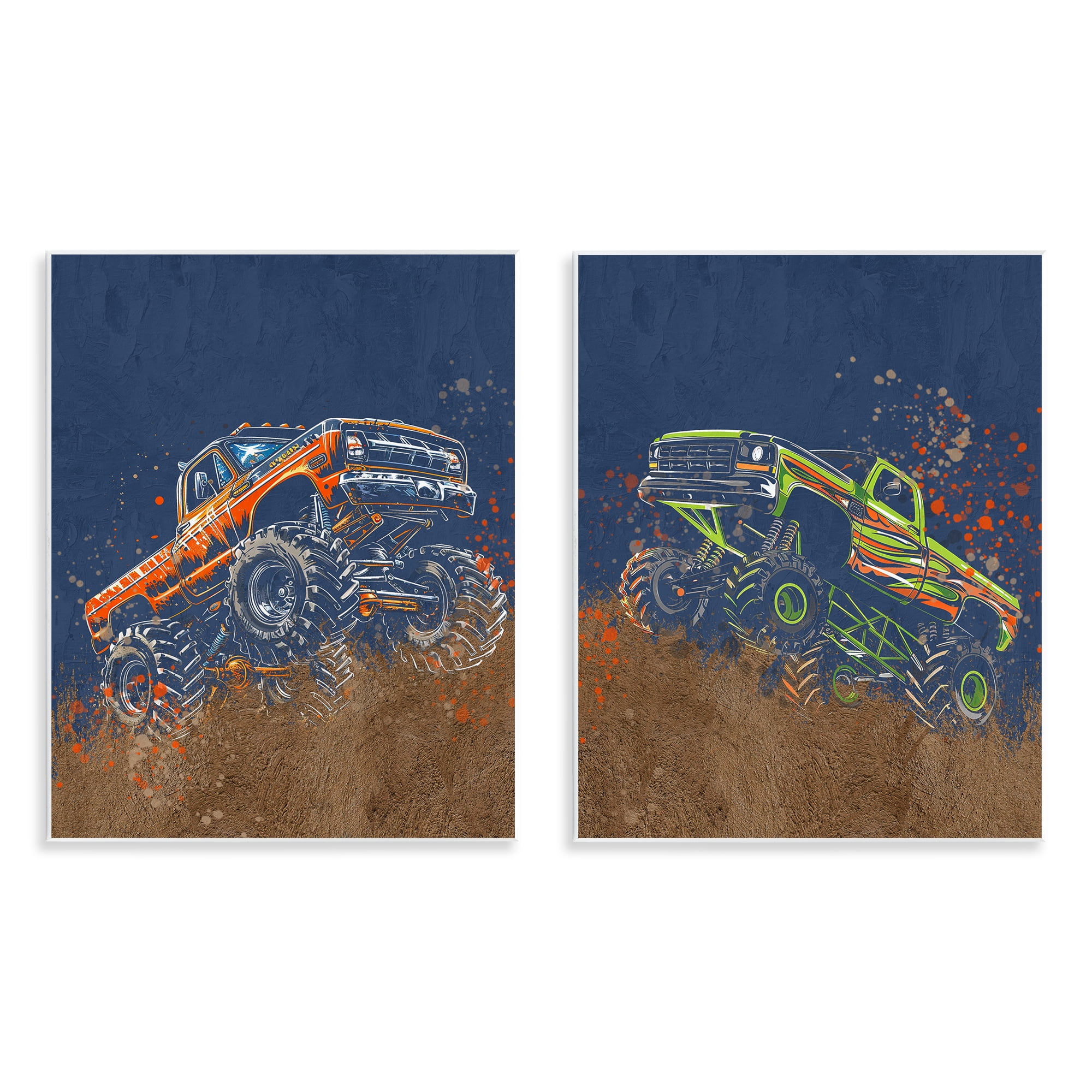 Monster Truck Jam 2 Piece Wall Plaque Art Set, design by Kim Allen