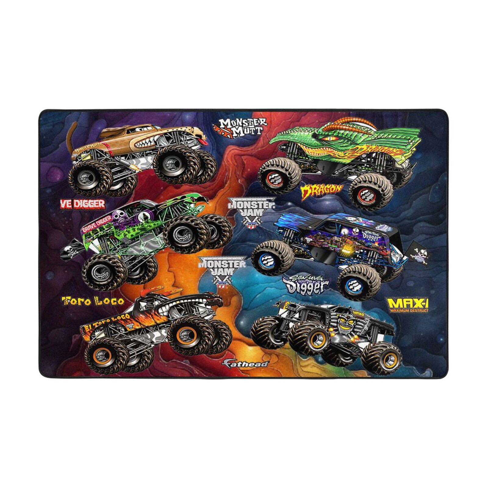 Monster Jam Rug Monster Truck Jam Area Rugs for Living Room Bedroom Washable Large ...