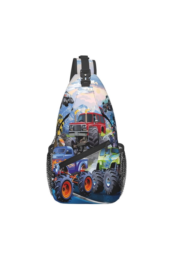 Monster Truck Jam Sling Bag Crossbody Sling Backpack Chest Bag Daypack Purses Shoulder Bag For Women Men Travel Hiking