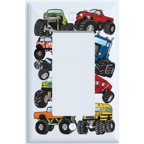 Monster Truck Light Switch Plates and Outlet Covers Monster Truck Children's Wall Décor