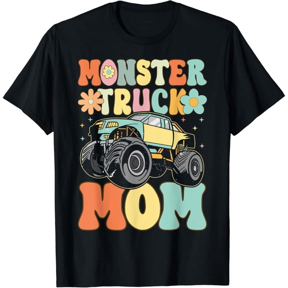 Monster Truck Mom Groovy Truck Lover Mom Female T-Shirt Unisex S-5XL Hot Trending Shirt, Vintage Birthday Gift