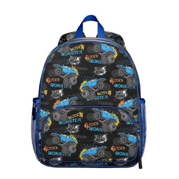 Monster Truck Off Road Pattern Backpack Backpack for School,Schoolbag with Adjustable Shoulder Straps & Padded Back,13.8"x11.4"x6"
