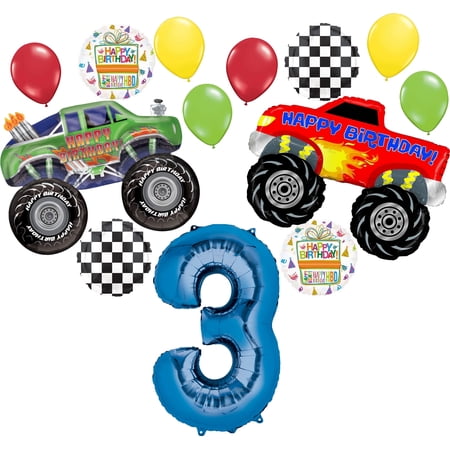 Monster Truck Party Supplies 3rd Birthday Balloon Bouquet Decorations