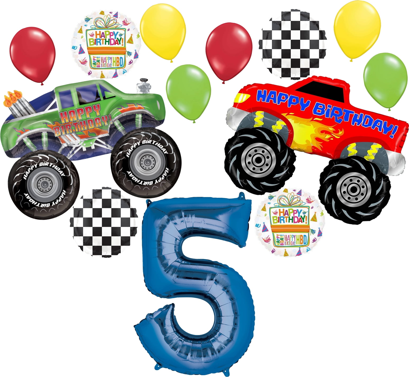Monster Truck Party Supplies 5th Birthday Balloon Bouquet Decorations