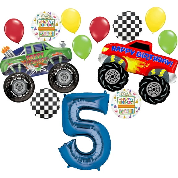 Monster Truck Party Supplies 5th Birthday Balloon Bouquet Decorations