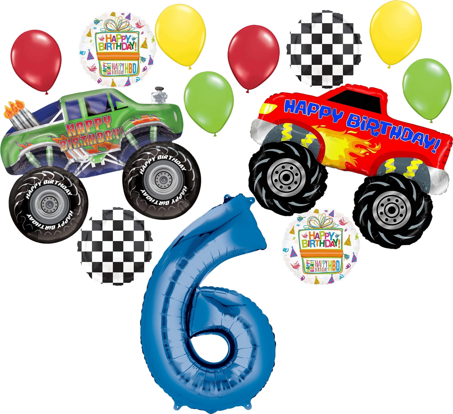 Monster Truck Party Supplies 6th Birthday Balloon Bouquet Decorations