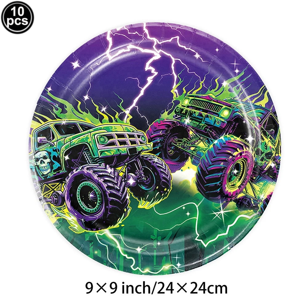 Monster Truck Party Supplies Disposable Tableware Plates Napkin Banner — free download