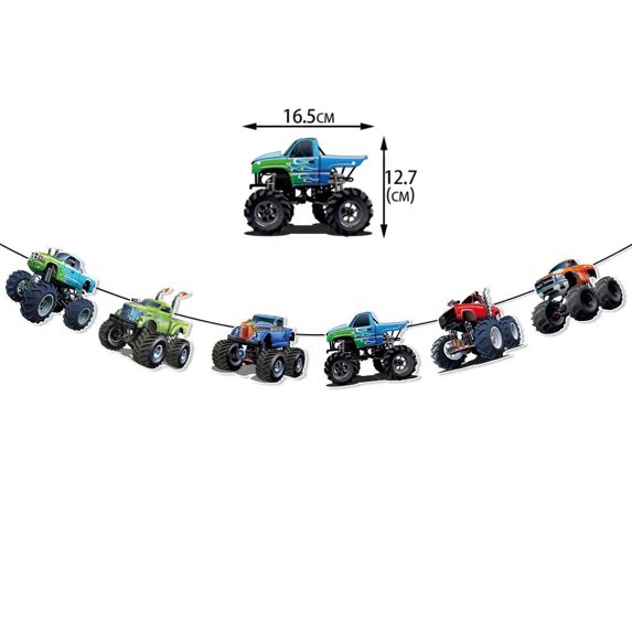 Monster Truck Party Supplies Disposable Tableware Plates Napkin Banner Tablecloth for Kids Boys 2nd Birthday Party Decorations
