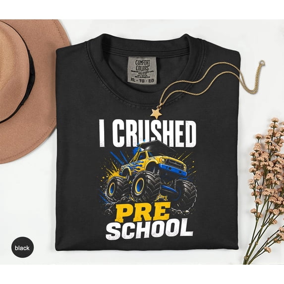 Monster Truck Preschool Grad Future Kindergartner Pre K Diploma Graphic T-Shirt All Size S-3XL