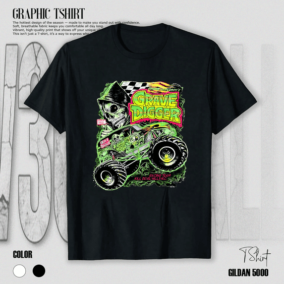 Monster Truck Racing Team Grave Digger Jam Show Graphic Unisex T-Shirt V17341, up to size 5XL