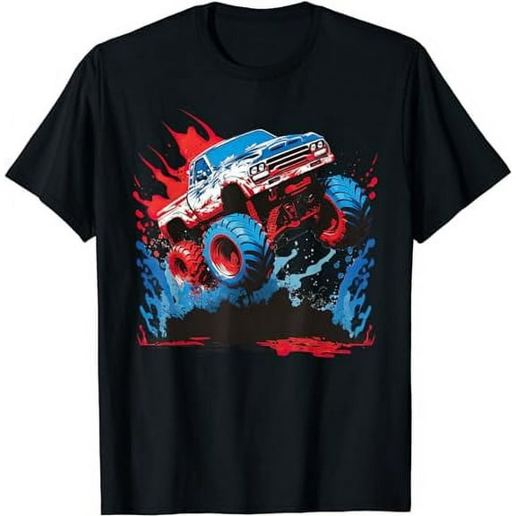 Monster Truck Red White and Blue USA Colors for Boys T-Shirt